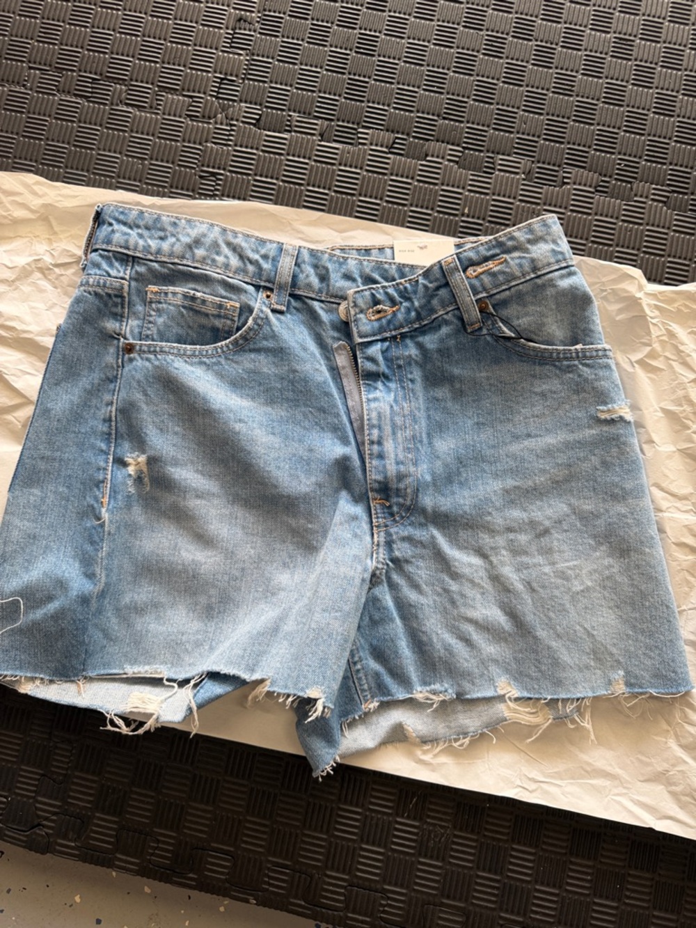 Zara Light Blue Distressed Denim Cutoff Shorts